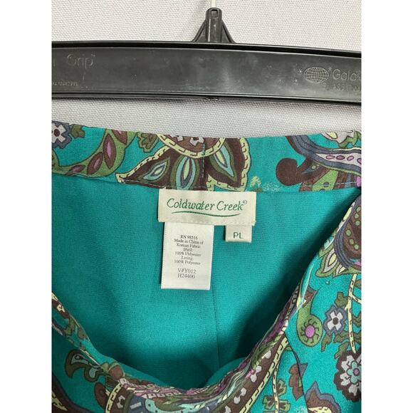 Coldwater Creek Teal & Paisley Flared Maxi Skirt Large Petite Cottagecore Boho - Picture 4 of 4